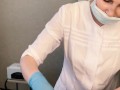 The patient CUM powerfully during the examination procedure in the doctor's hands