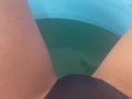 Girl sunbathing on the beach, jerking off and pissing in the sea for the first time !!!