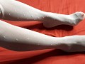 Ebony wearing white Nylons