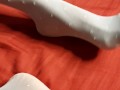 Ebony wearing white Nylons