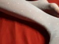 Ebony wearing white Nylons