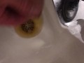At work Risky Public Masturbation, Cumshot into the urinal after taking a long piss, startled midway