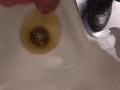 At work Risky Public Masturbation, Cumshot into the urinal after taking a long piss, startled midway