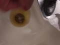 At work Risky Public Masturbation, Cumshot into the urinal after taking a long piss, startled midway