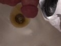 At work Risky Public Masturbation, Cumshot into the urinal after taking a long piss, startled midway