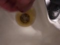 At work Risky Public Masturbation, Cumshot into the urinal after taking a long piss, startled midway