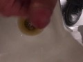 At work Risky Public Masturbation, Cumshot into the urinal after taking a long piss, startled midway