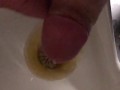 At work Risky Public Masturbation, Cumshot into the urinal after taking a long piss, startled midway