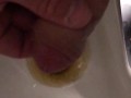 At work Risky Public Masturbation, Cumshot into the urinal after taking a long piss, startled midway