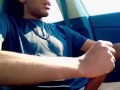 Black Dick Solo Cum while driving