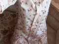 Fuck pussy with white lace panties and got real orgasm by sticking them deep