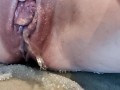 Extreme desperate to pee after long hold. Moaning, masturbating, close up piss