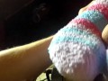 Amazingly orgasmic footjob through 3 different pairs of socks!