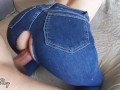 Nympho Roommate Fucked in Ripped Jeans Denim and Finishing With Huge Cumshot