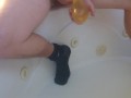 pissing and cumming in condom