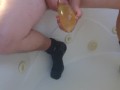 pissing and cumming in condom