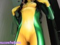 Cosplay Rogue of X-Men by Helly_Rite teasing version cute ass small tits