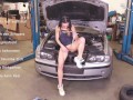 Hot German Girl Masturbating in Mechanic Garage using Ratchet - Mega Orgasm