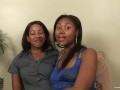 Ebony lesbian fucks her sexy girlfriend with a strapon