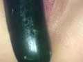 Juicy Pussy stuffed with BIG BBC Zucchini