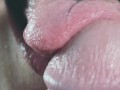 Close up sensual tongue blowjob