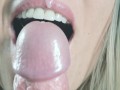 Close up sensual tongue blowjob