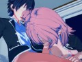Yui Yuigahama rides Hachiman's cock on the sofa - OreGairu Hentai.