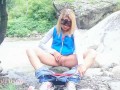 Tourist girl pissing while her period started in nature with dirty panties - Angel Fowler 