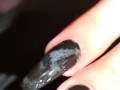 Long Nails Handjob with Black Long Nails Incredible Cumblast *Cum on Black Nails*