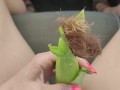 Anna Perv play whith corn when ride car