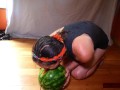 Solo Pussy-loving MILF Licks, Fists, Squirts on Watermelon; Eats Squirt; Messy!