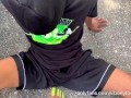 Ebony Domme Ballbusting in Public on her Foot Fetish Slave - POV - FULL