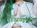 Goth BBW Smoking Weed in Fishnets and Blouse