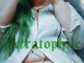 Goth BBW Smoking Weed in Fishnets and Blouse