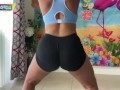 Twerking in Black leggings booty shorts girl home alone Latina shaking ass  Official