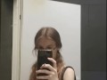 Petite legal teen masturbates in public mall toilet to strong orgasm