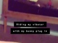 Fat girl riding vibrator with bunny ass plug