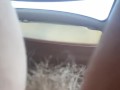 Flashing no panties pussy and tits while driving car. AMoteur milf public car masturbation. outdoor