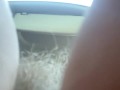 Flashing no panties pussy and tits while driving car. AMoteur milf public car masturbation. outdoor