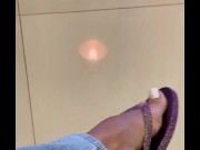 Goddess Kiffa - Sexy Exibicionism dangling with purple havaianas flip flops in the waiting room