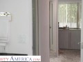 Naughty America - Big tit blonde, Kenzie Taylor, showers at neighbor's house and get soaked in cum