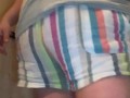 Fat belly bbw strips and exposes holes in dressing room at work