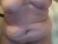 Fat belly bbw strips and exposes holes in dressing room at work