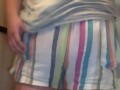 Fat belly bbw strips and exposes holes in dressing room at work