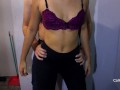 Grinding on leggings till he cums in his pants