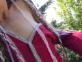 Nerdy Faery Wets Her Red Romper in The Woods