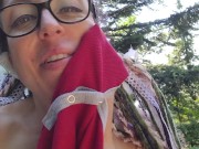Nerdy Faery Wets Her Red Romper in The Woods