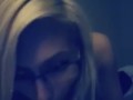 Blonde Glasses Dildo Blowjob