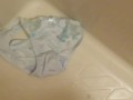 Pissing on light-blue panties!!