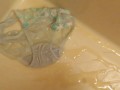 Pissing on light-blue panties!!